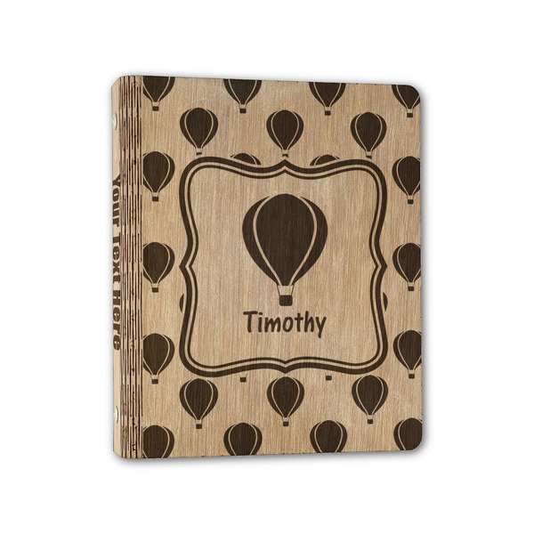 Custom Watercolor Hot Air Balloons Wood 3-Ring Binder - 1" Half-Letter Size (Personalized)