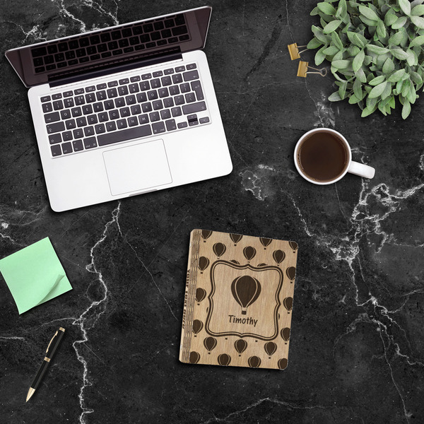 Watercolor Hot Air Balloons Wood 3-Ring Binders - 1" Half-Letter - In Context