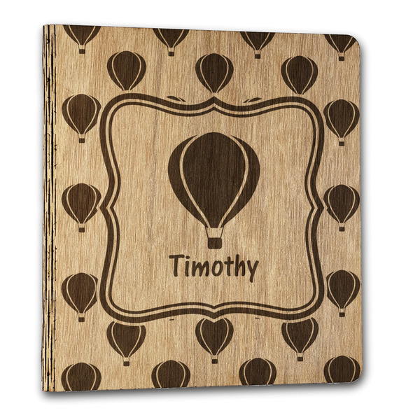 Watercolor Hot Air Balloons Wood 3-Ring Binders - 1" Letter - Front