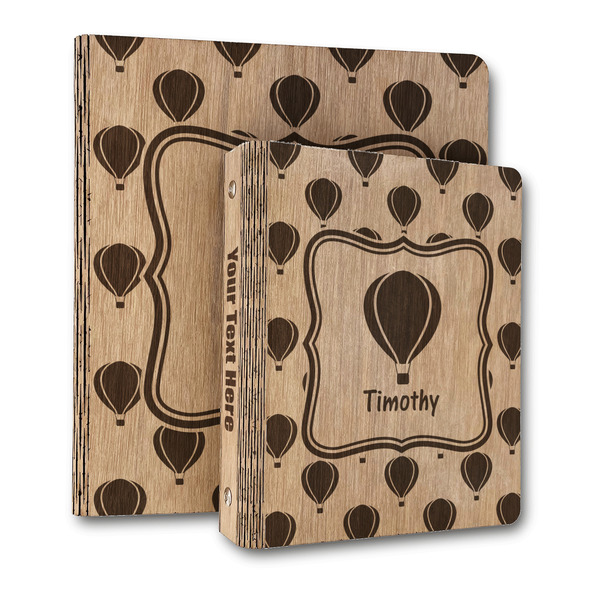 Custom Watercolor Hot Air Balloons Wood 3-Ring Binder (Personalized)