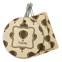 Watercolor Hot Air Balloons Wood Luggage Tag (Personalized)