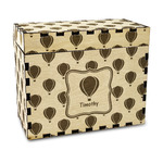 Watercolor Hot Air Balloons Wood Recipe Box - Laser Engraved (Personalized)
