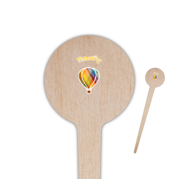 Custom Watercolor Hot Air Balloons 4" Round Wooden Food Picks - Double Sided (Personalized)