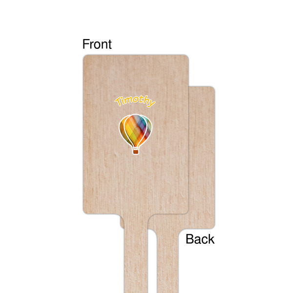 Watercolor Hot Air Balloons Wooden 6.25" Stir Stick - Rectangular - Single - Front & Back