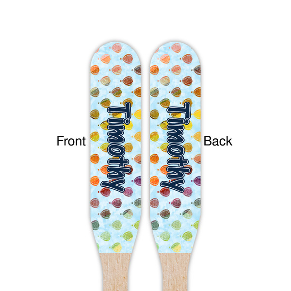 Watercolor Hot Air Balloons Wooden Food Pick - Paddle - Double Sided - Front & Back