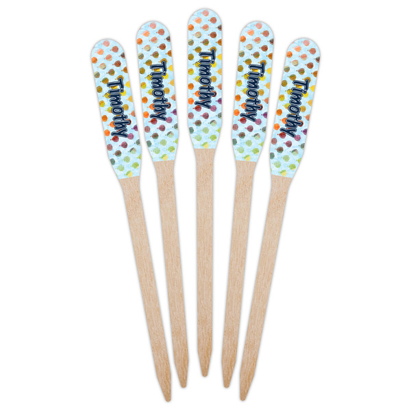 Watercolor Hot Air Balloons Wooden Food Pick - Paddle - Fan View