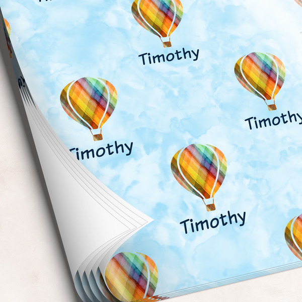 Custom Watercolor Hot Air Balloons Wrapping Paper Sheets - Single-Sided - 20" x 28" (Personalized)