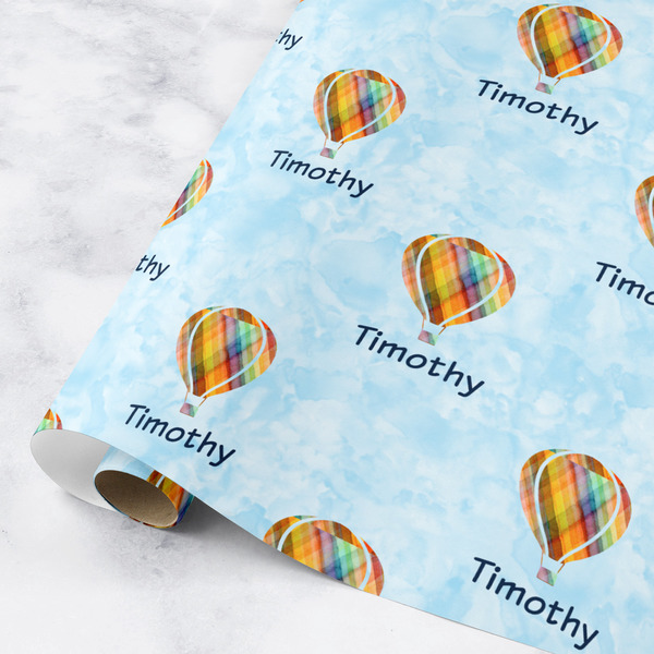 Custom Watercolor Hot Air Balloons Wrapping Paper Roll - Medium (Personalized)
