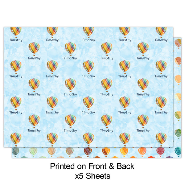 Watercolor Hot Air Balloons Wrapping Paper Sheet - Double Sided - Front