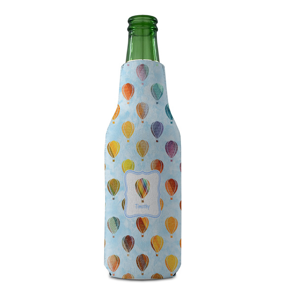 Watercolor Hot Air Balloons Zipper Bottle Cooler - FRONT (bottle)