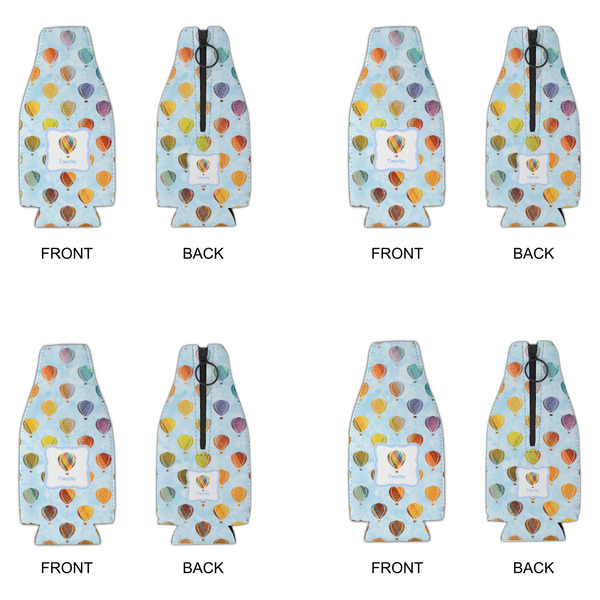 Watercolor Hot Air Balloons Zipper Bottle Cooler - Set of 4 - APPROVAL