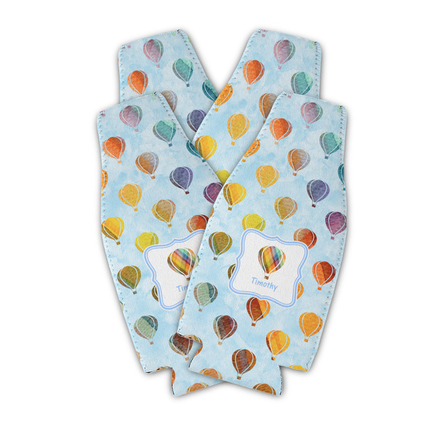Custom Watercolor Hot Air Balloons Zipper Bottle Cooler - Set of 4 (Personalized)