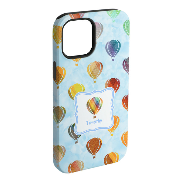Custom Watercolor Hot Air Balloons iPhone Case - Rubber Lined - iPhone 15 Pro Max (Personalized)