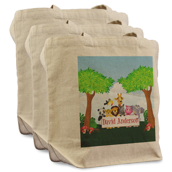 Custom Animals Reusable Cotton Grocery Bags - Set of 3 (Personalized)