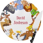 Animals Round Glass Cutting Board - Small (Personalized)