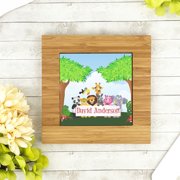 Animals Bamboo Trivet with 6" Tile - LIFESTYLE