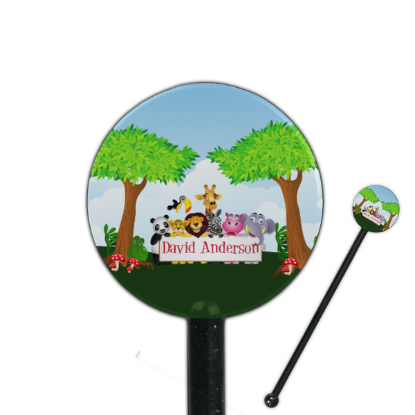 Custom Animals 5.5" Round Plastic Stir Sticks - Black - Single Sided (Personalized)