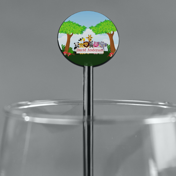 Animals Black Plastic 5.5" Stir Stick - Round - Main