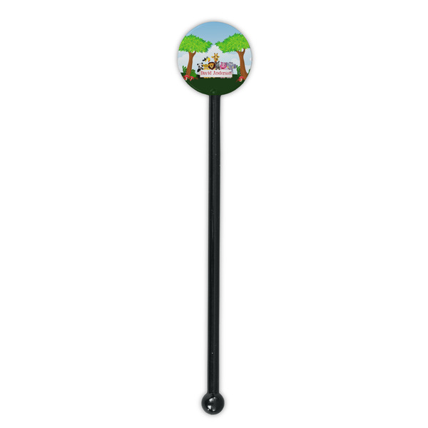 Animals Black Plastic 5.5" Stir Stick - Round - Single Stick
