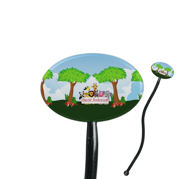 Custom Animals 7" Oval Plastic Stir Sticks - Black - Single Sided (Personalized)