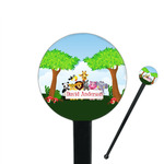 Animals 7" Round Plastic Stir Sticks - Black - Single Sided (Personalized)