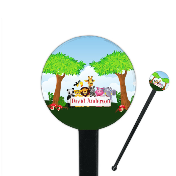 Custom Animals 7" Round Plastic Stir Sticks - Black - Single Sided (Personalized)