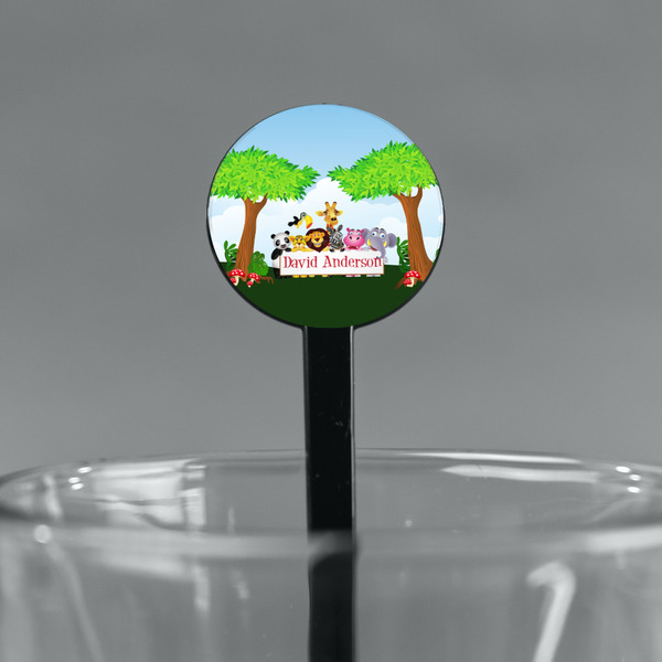 Animals Black Plastic 7" Stir Stick - Round - Main