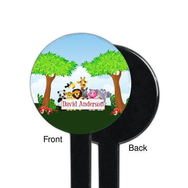 Animals Black Plastic 7" Stir Stick - Single Sided - Round - Front & Back