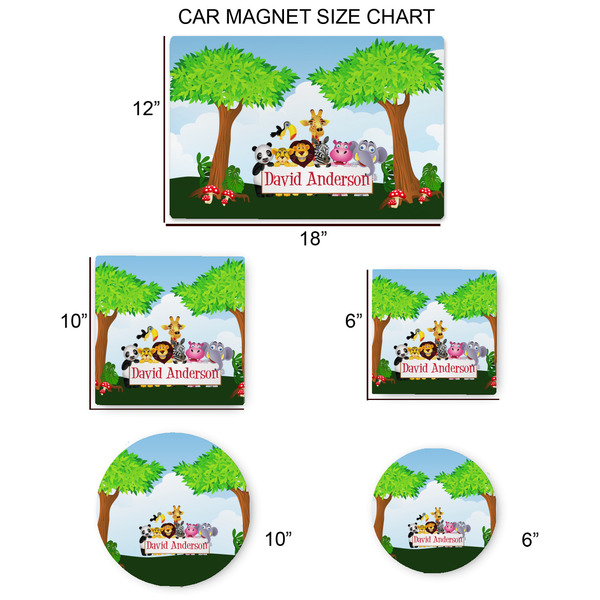 Animals Car Magnets - SIZE CHART