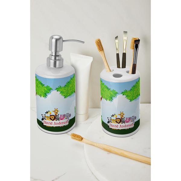 Animals Ceramic Bathroom Accessories - LIFESTYLE (toothbrush holder & soap dispenser)