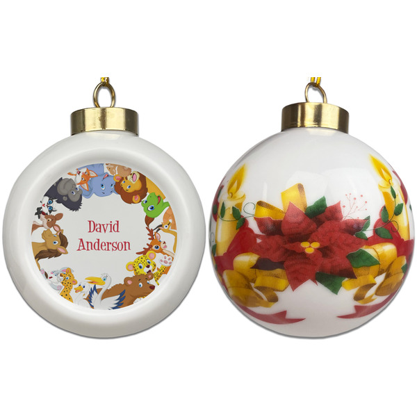 Animals Ceramic Christmas Ornament - Poinsettias (APPROVAL)