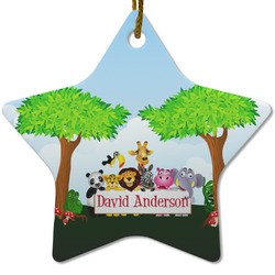 Animals Star Ceramic Ornament w/ Name or Text