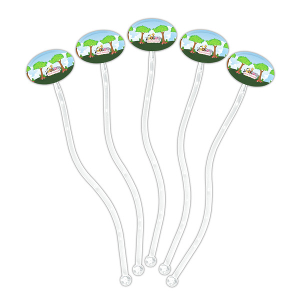 Animals Clear Plastic 7" Stir Stick - Oval - Fan