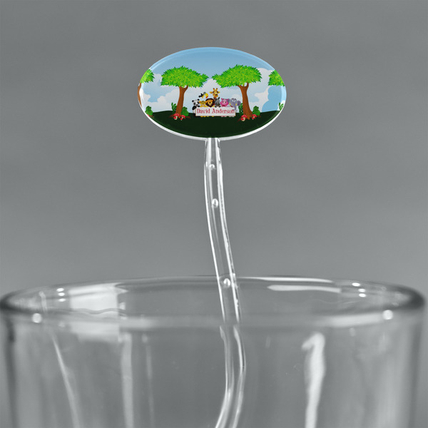 Animals Clear Plastic 7" Stir Stick - Oval - Main