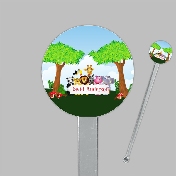 Animals Clear Plastic 7" Stir Stick - Round - Closeup