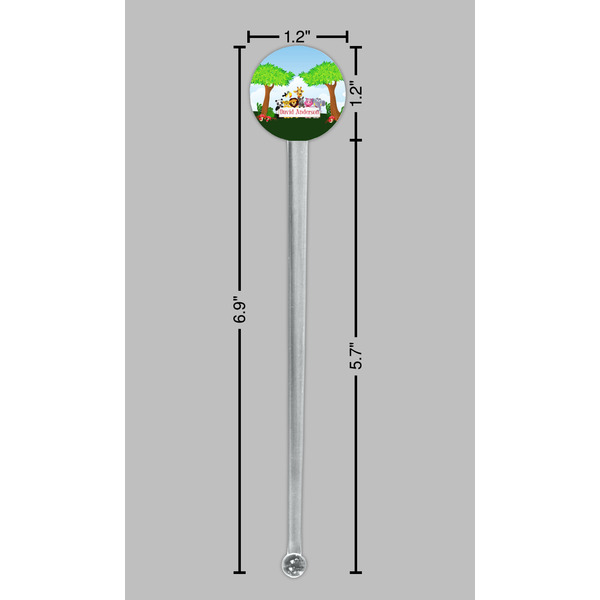 Animals Clear Plastic 7" Stir Stick - Round - Dimensions