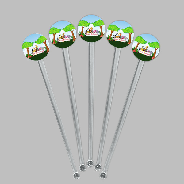 Animals Clear Plastic 7" Stir Stick - Round - Fan View