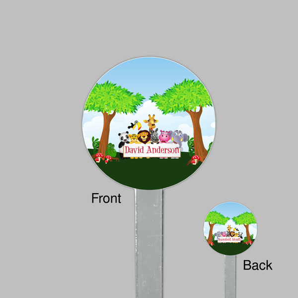 Animals Clear Plastic 7" Stir Stick - Round - Front & Back