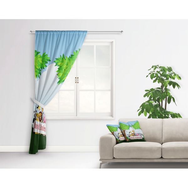 Animals Curtain With Window and Rod - in Room Matching Pillow