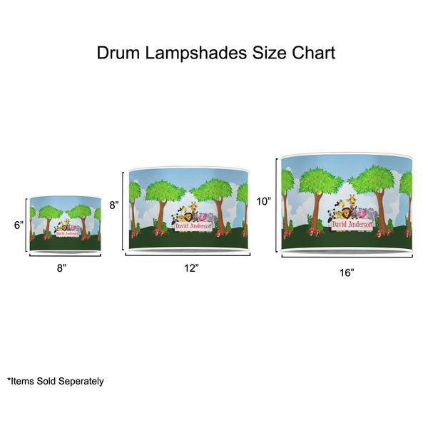 Animals Drum Lampshades - Sizing Chart