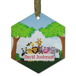 Animals Flat Glass Ornament - Hexagon w/ Name or Text