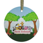 Animals Flat Glass Ornament - Round w/ Name or Text