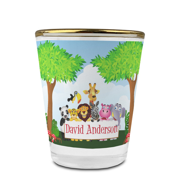 Animals Glass Shot Glass - With gold rim - FRONT