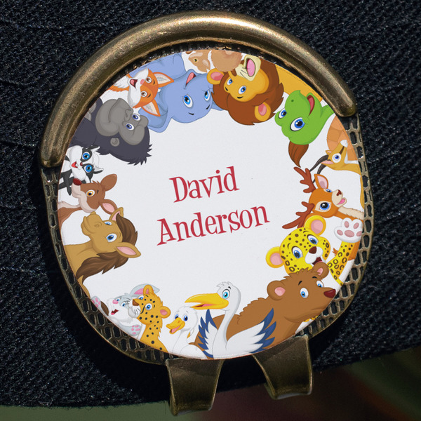 Animals Golf Ball Marker Hat Clip - Gold - Close Up