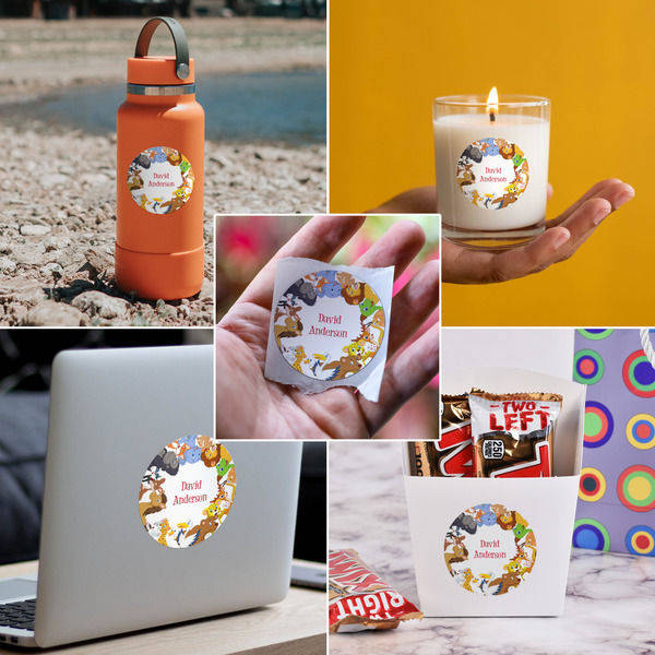 Animals Multipurpose Round Labels - In Context