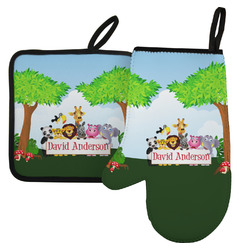 Animals Left Oven Mitt & Pot Holder Set w/ Name or Text