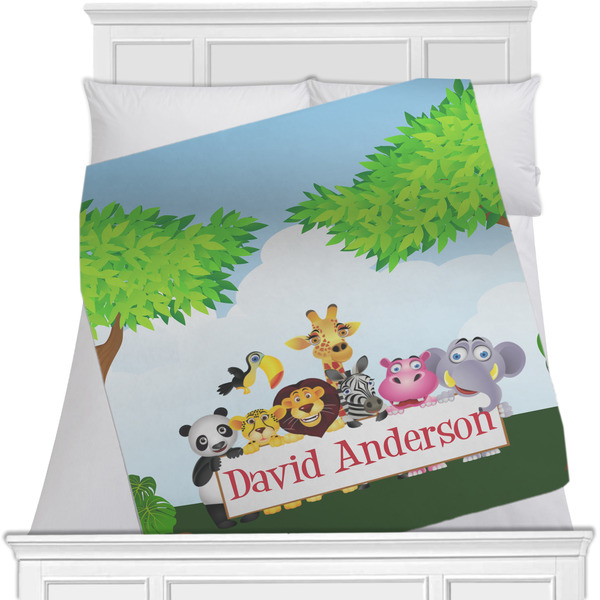 Custom Animals Minky Blanket - Twin / Full - 80"x60" - Double Sided w/ Name or Text