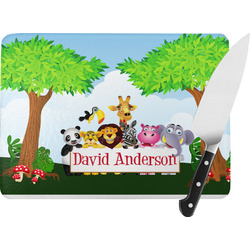 Animals Rectangular Glass Cutting Board - Large - 15.25"x11.25" w/ Name or Text