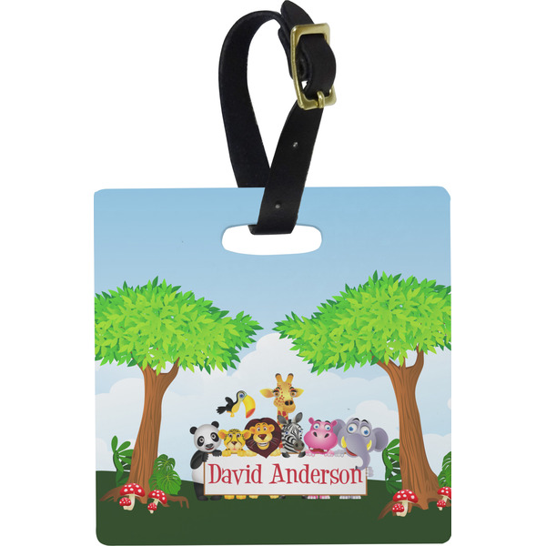 Custom Animals Plastic Luggage Tag - Square w/ Name or Text