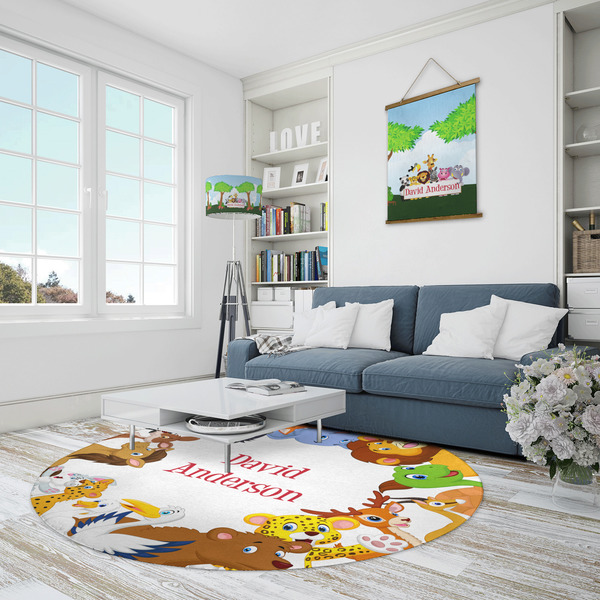 Animals Round Area Rug - IN CONTEXT